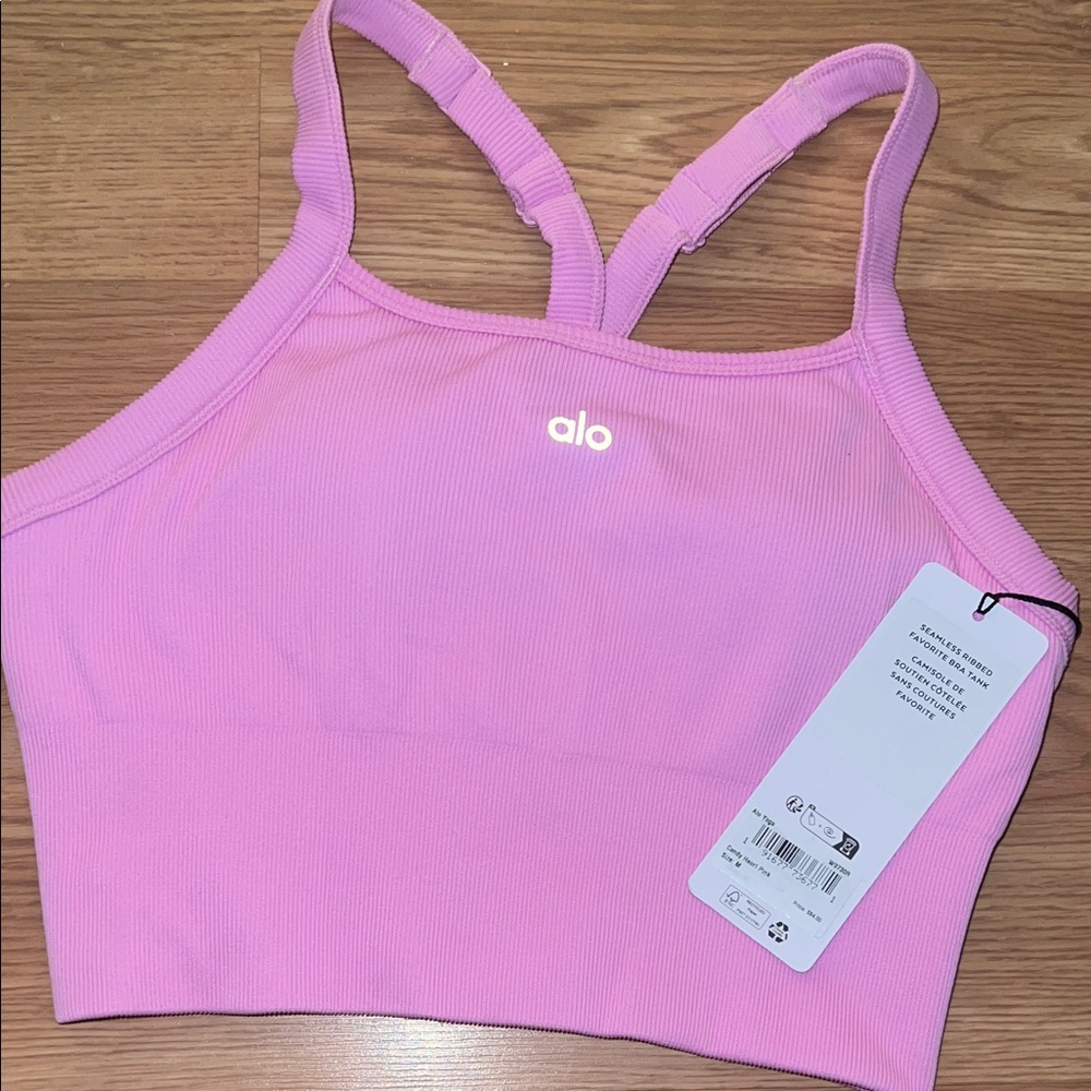 VIRAL🚨NWT ALO seamless ribbed favorite bra tank candy heart pink🚨
